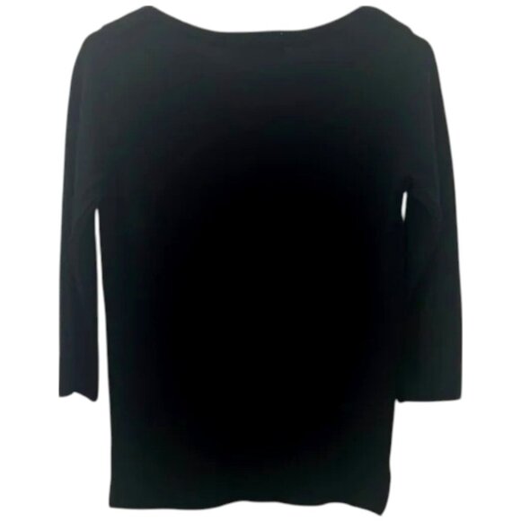 Carolyn Taylor Black Crewneck Top | Size PM (8–10) Versatile 3/4 Sleeve NWT - Picture 2 of 8